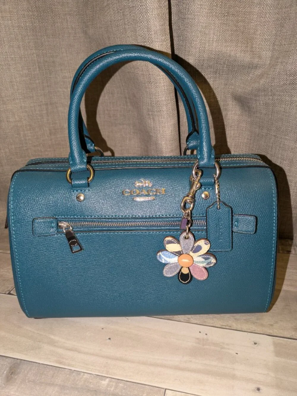 Coach Rowan Satchel Deep Turquoise LIKE NEW - Picture 7 of 12